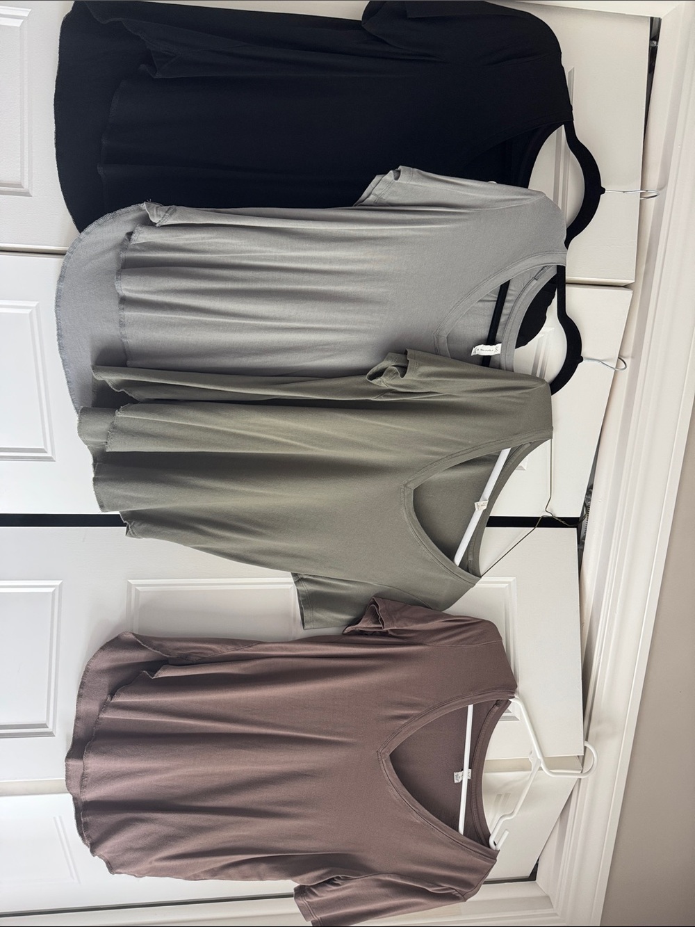 Casual V-Neck Tee Bundle in Black, Gray, Olive & Taupe
